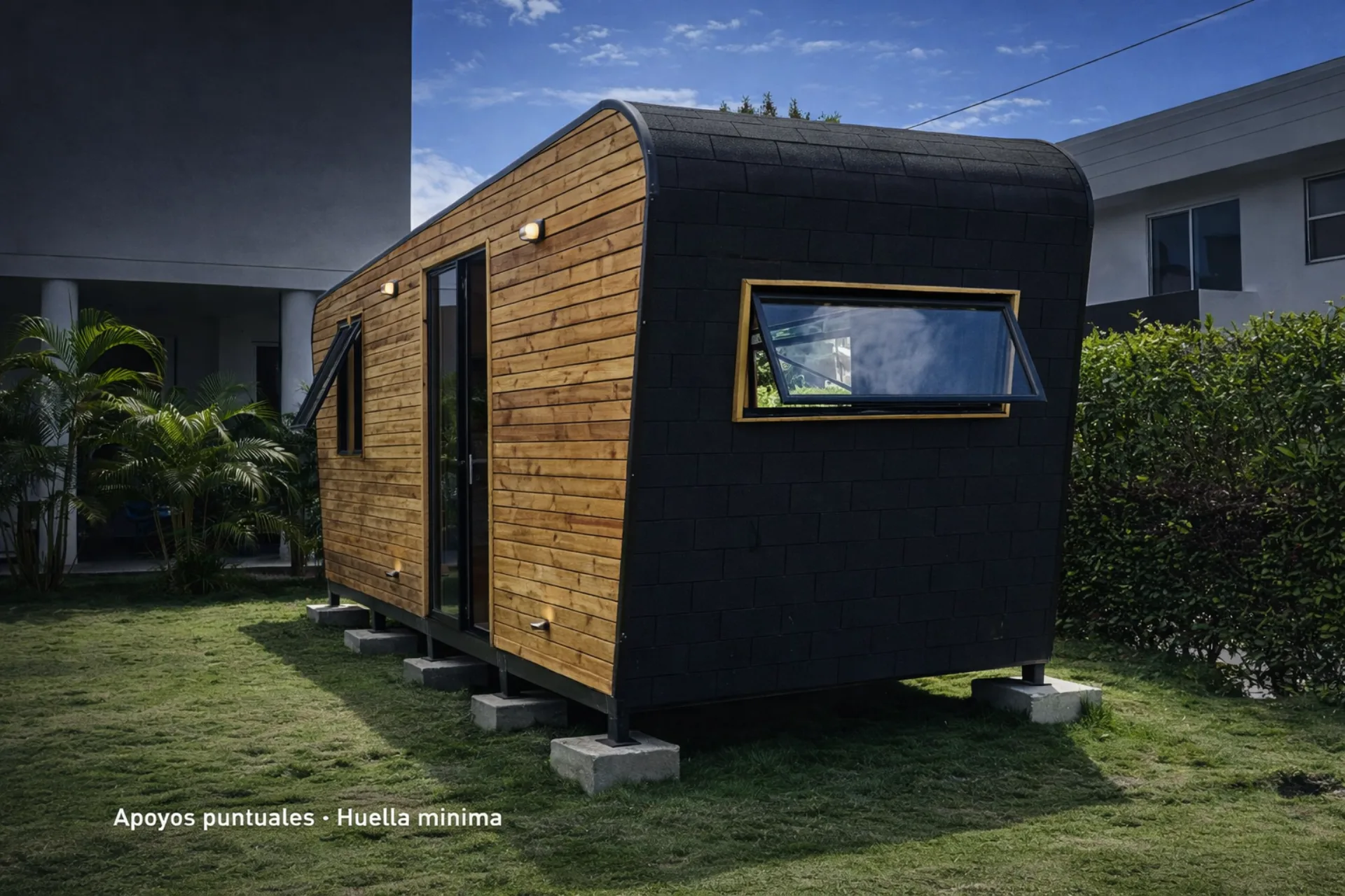 Modhaus instalado en Ricaurte sobre apoyos puntuales